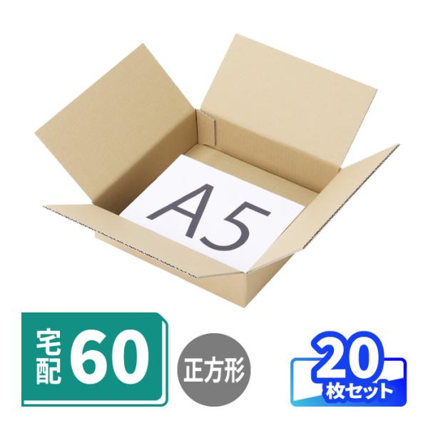 ダンボール 段ボール箱 60サイズ 底面正方形 薄型 宅配 発送 茶色 20枚 ｜250×250×60mm（0891）