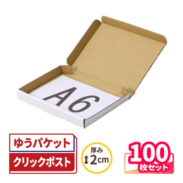アースダンボール クリックポスト 箱 ダンボール 段ボール 2cm厚 A6 白