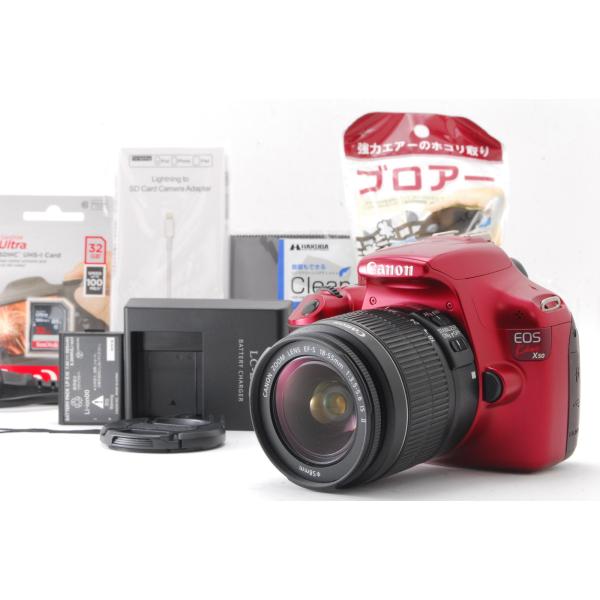 【美品】Canon キヤノン EOS Kiss X50 RED レンズセット SD(32GB)カード、おまけ付 デジタル一眼レフカメラ