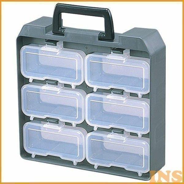 ベルトに装着して長さ12.5cmのネジや釘を携帯できるウエストケースWC-135を6個収納できるユニットケースです。種類の多いネジ・釘類を分類収納でき、必要なものを検索しやすくなっています。ストッパー付きですので移動中のぐらつき・はずれを防...