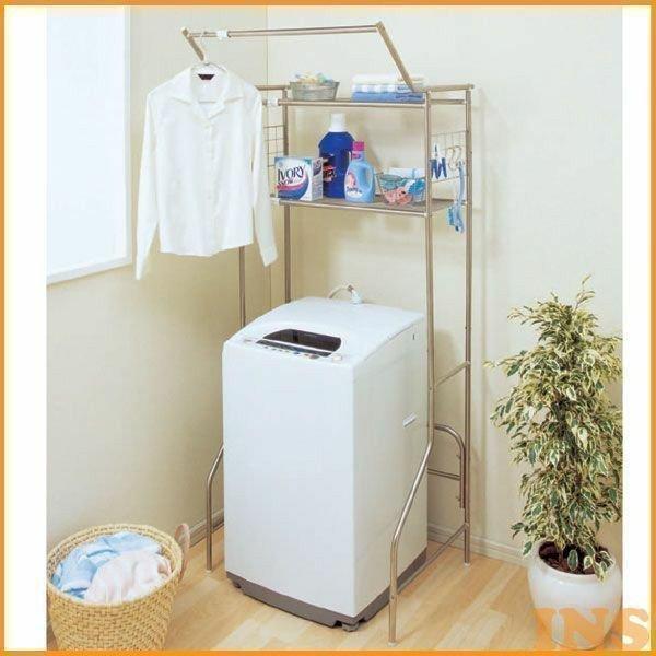 軽くてサビ・キズに強いオールステンレス製のランドリーラック。幅が67〜103cmまで伸縮するので、2層式洗濯機にも対応可能。仮干しできるハンガーバー、洗剤などの収納に便利なメッシュ棚、小物を掛けられるメッシュパネルが付いています。さらに、伸...