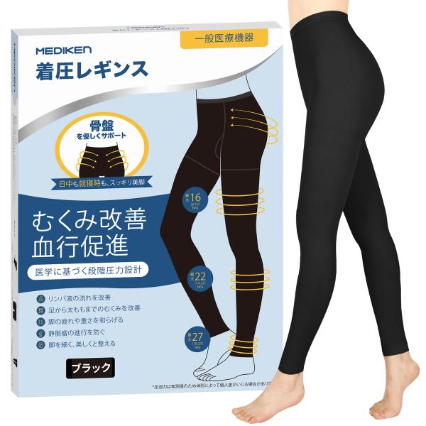 クーポン引き 『新規発売』着圧レギンス MEDIKEN 【日中も就寝時もスッキリ美脚・スタイルしっかり補正】骨盤矯正 スパッツ 一般医療機器 むくみ リンパ