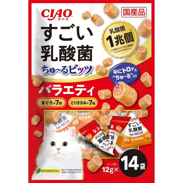 他サイト： チャオ すごい乳酸菌 ちゅ~るビッツ バラエティ 12g×14袋 猫用 おやつ CIAOの商品画像