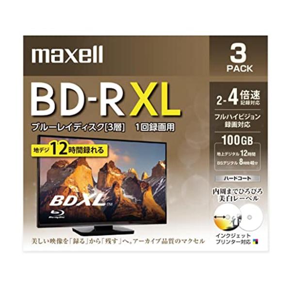 マクセル BRV100WPE ブルーレイディスク3層 1回録画用 BD-R XL 100GB 4倍速 3枚入り maxell