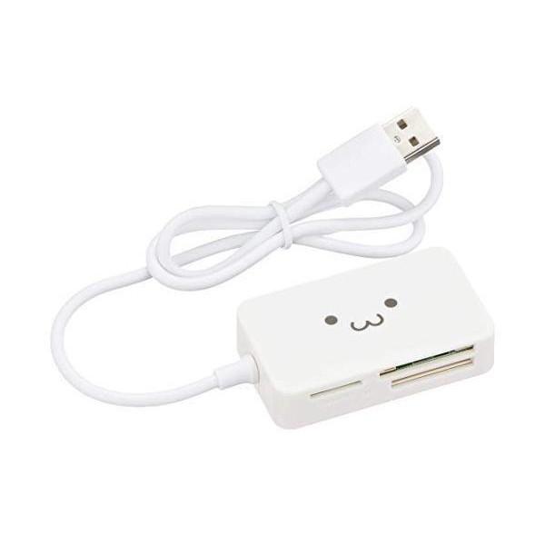 エレコム MR-A39NWHF1 カードリーダー USB2.0 2倍速転送 ケーブル一体タイプ コンパクト設計 ホワイト