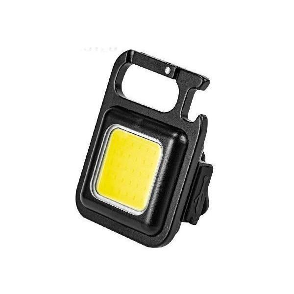 COB LED投光器ライト ブラック 小型 USB充電式 作業灯 軽量 ミニ 防水防滴仕様 栓抜き キーホルダー カラビナ  ((C