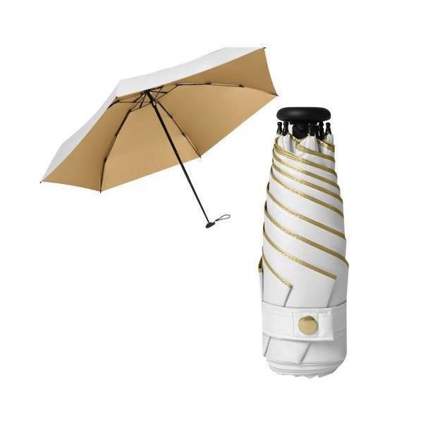 折りたたみ傘 レディース ホワイト×ゴールド晴雨兼用 UVカット 軽量