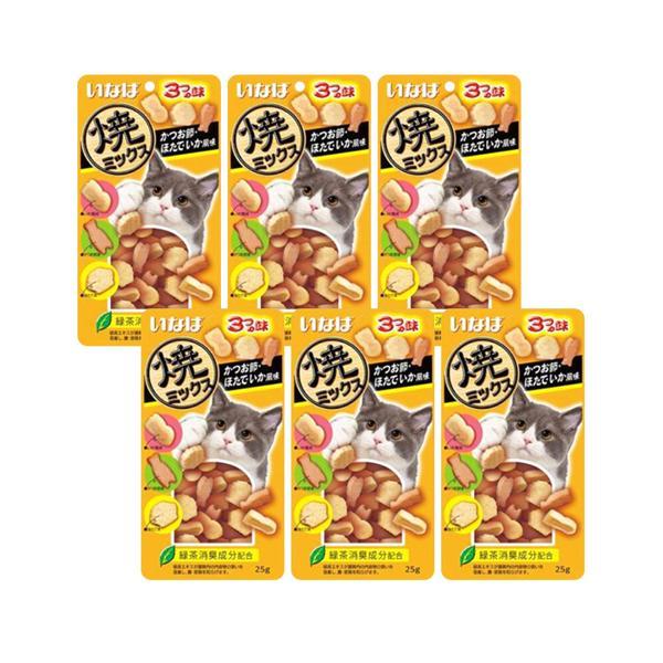 他サイト： 6個セット いなば 焼ミックス ３つの味 かつお節 ほたて いか風味 25gの商品画像