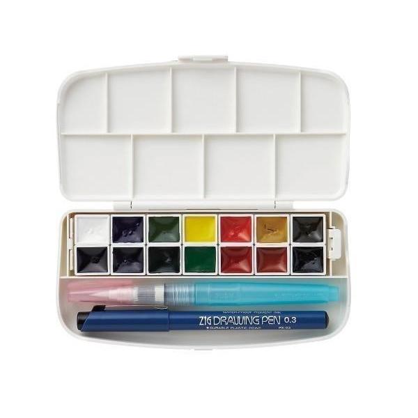 呉竹 KG301-1 絵の具セット 透明水彩セット フィス 14色セット