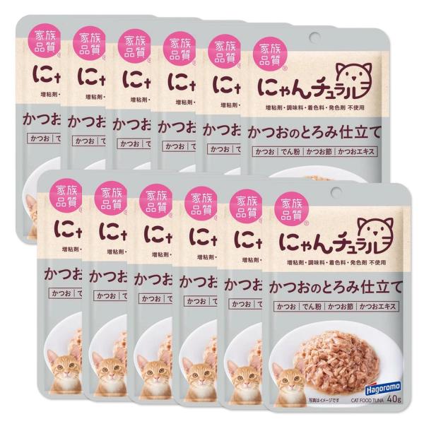12個セット はごろも にゃんチュラル パウチ かつおのとろみ仕立て 40g 猫用