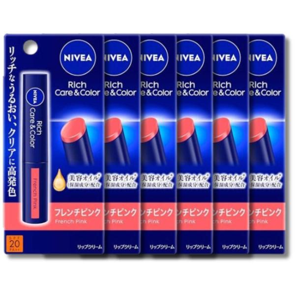 NIVEA Rich Care & Color フレンチピンク 16個セット NIVEA（ニベア） 6個セット 花王 リッチケア&カラーリップ フレンチ