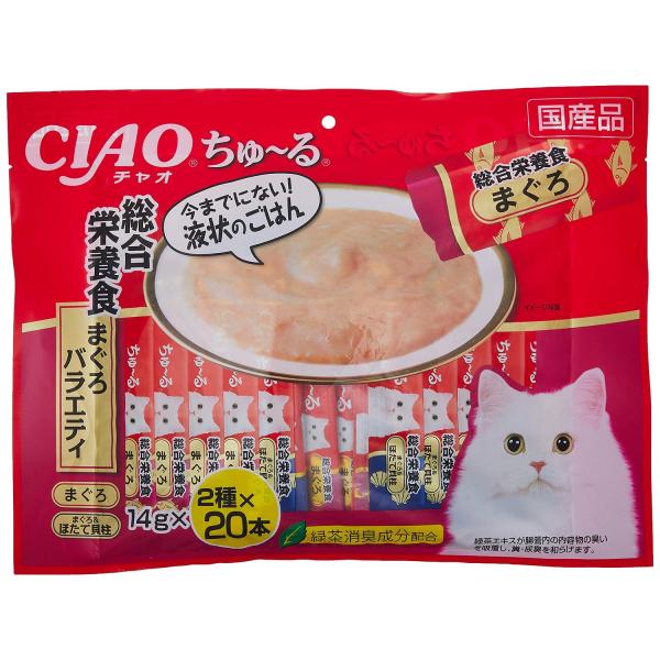 他サイト： いなば チャオ ちゅ~る 総合栄養食 まぐろバラエティ 14g×40本  猫用 おやつ CIAOの商品画像
