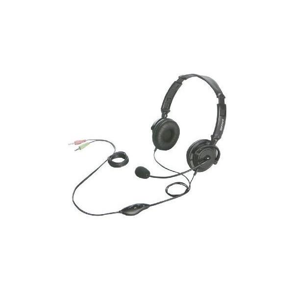 【中古】iBUFFALO 両耳ヘッドバンド式ヘッドセット 半密閉/ノイズキャンセリングマイク搭載 ブラック BSHSH12BK BUFFALO（バッファロー） 両耳ヘッドバンド式ヘッドセット 半密閉