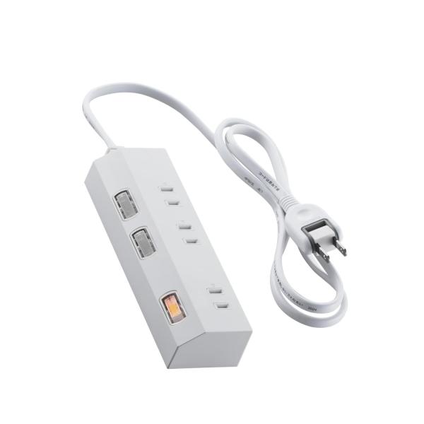 エレコム 電源タップ スイッチ付き 1m 3個口 ほこりシャッター 雷ガード スイング式プラグ ホワイト T-IS01-2310WH