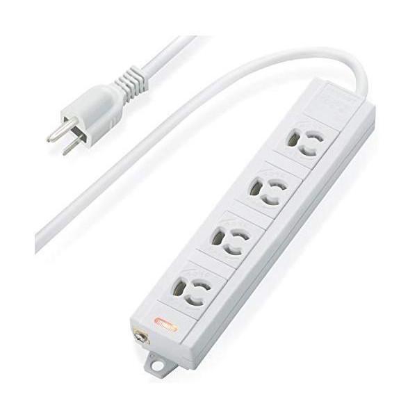 他サイト： エレコム 電源タップ マグネット付 抜け止めコンセント 壁取付用固定フック付 3P-2P変換アダプタ付 4個口 3m T-ECOH3430NMの商品画像
