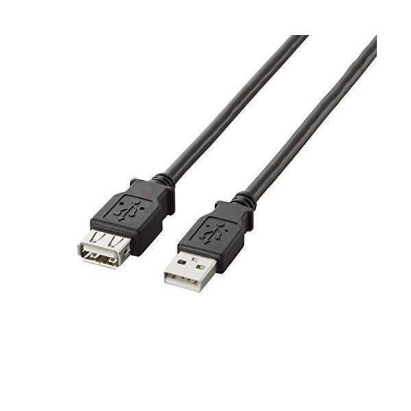 他サイト： エレコム USB延長ケーブル USB2.0 A-Aメスタイプ 2m ブラック U2C-E20BKの商品画像