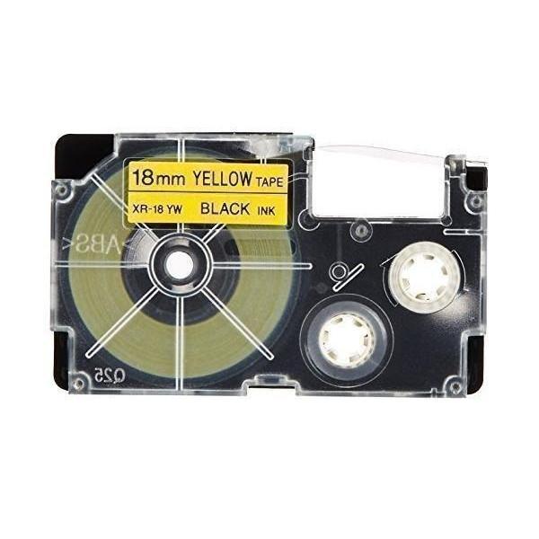 カシオ カシオ ネームランドテープ18mm幅 (黄色地/黒文字) 5本セット 1個 XR-18YW-5P-E カシオ ラベルライター ネームランド 純正 テープ 18mm XR-18YW-5P-E