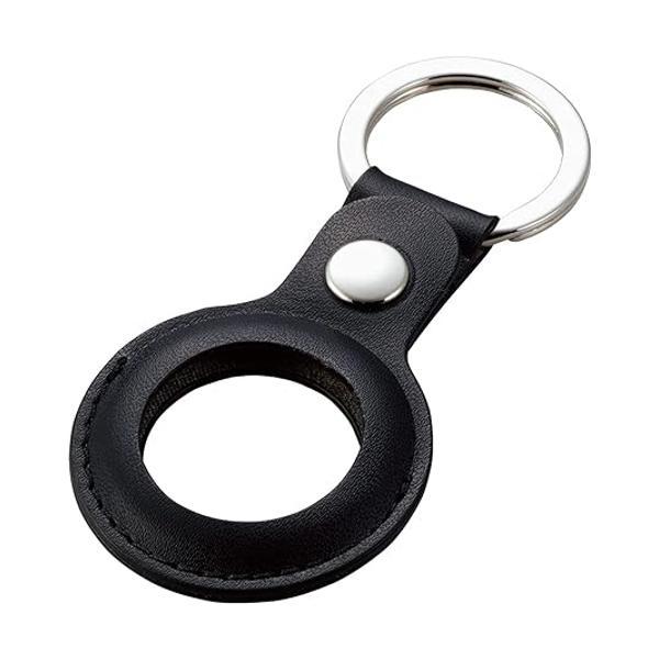 他サイト： エレコム AirTag ケース ソフトレザーバンパー (キーリング付き) ブラック AT-LBKBKの商品画像