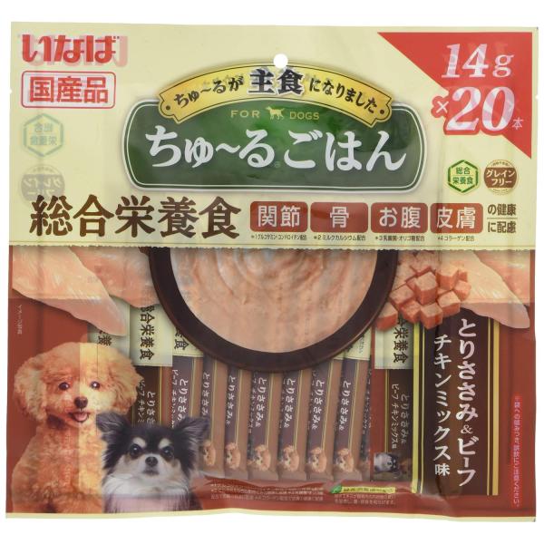 他サイト： いなば ちゅ~るごはん とりささみ&amp;ビーフ チキンミックス味 14g×20本 犬用 おやつ CIAOの商品画像