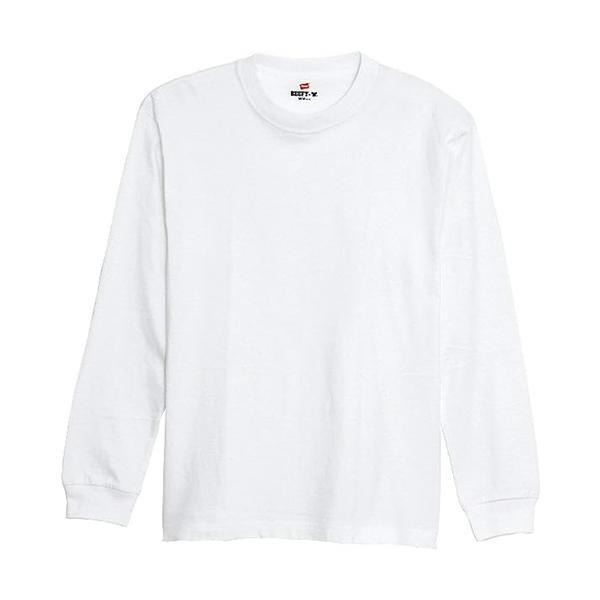他サイト： ヘインズ H5186 メンズ ホワイト L ビーフィー ロングスリーブ Tシャツ ロンT 長袖 1枚組 BEEFY-T 綿100% 肉厚生地 無地の商品画像