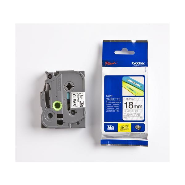 他サイト： ブラザー TZeテープ ラミネートテープ 透明地 黒字 18mm TZe-141の商品画像