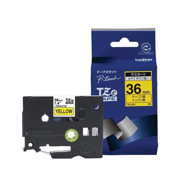 ブラザー工業 TZeテープ ラミネートテープ 黄地/黒字 e-661V 563 ブラザー工業 ブラザー TZeテープ ラミネートテープ 黄地 黒字