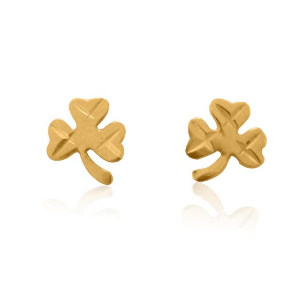 【並行輸入品】14?K黄色ゴールドシャムロックGood Luck Irish PostスタッドイヤリングSmall 7?mm Ritasteph