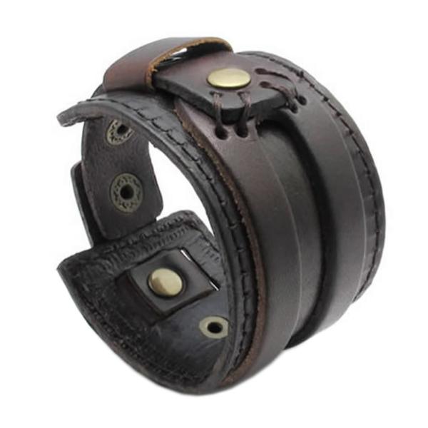 並行輸入品】Konov Wide Genuineレザーメンズバングルカフブレスレット