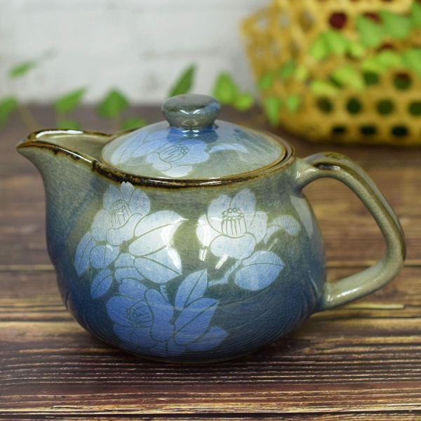 並行輸入品】九谷焼 陶器 急須ポット 銀彩山茶花(茶こし付き) Kutani