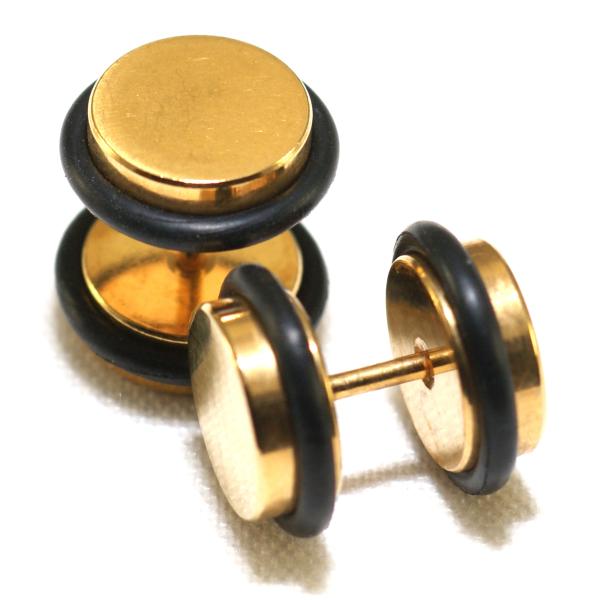 【並行輸入品】ステンレススチールゴールドカラーFake Cheaters Faux Illusionプラグ00?Gゲージ10?mm 1ペアLar