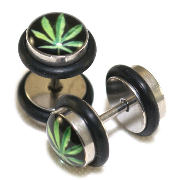 【並行輸入品】Weed Pot LeafマリファナステンレススチールFake Cheaters Faux Illusionプラグ0?Gゲージ8?