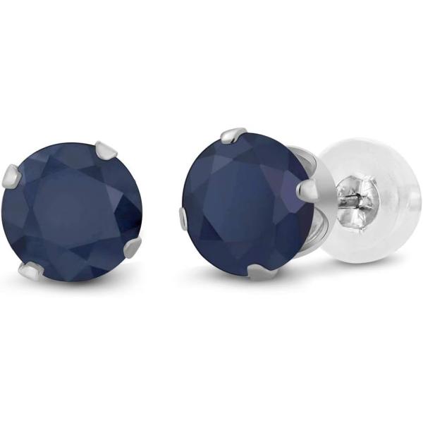 【並行輸入品】[Gem Stone King] 2.12カラット 天然 サファイア ピアス 10金 ホワイトゴールド K10 金属アレルギー対応 9月
