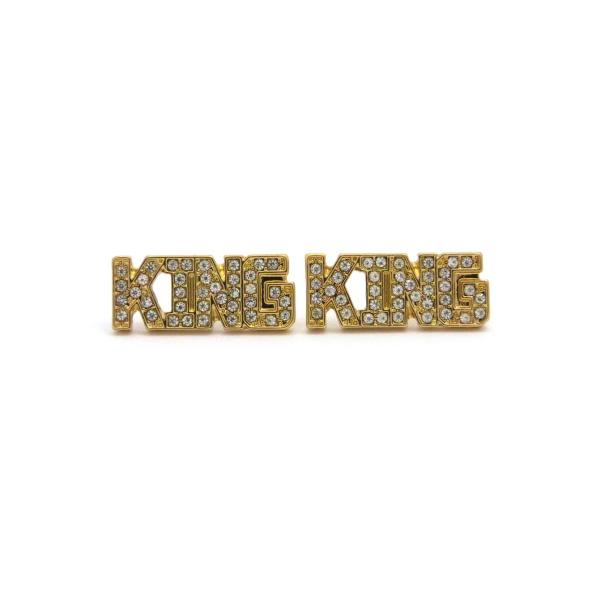 【並行輸入品】Hip Hop Iced Out MOB, BOSS, KING Piece Pierced Stud Earring in G