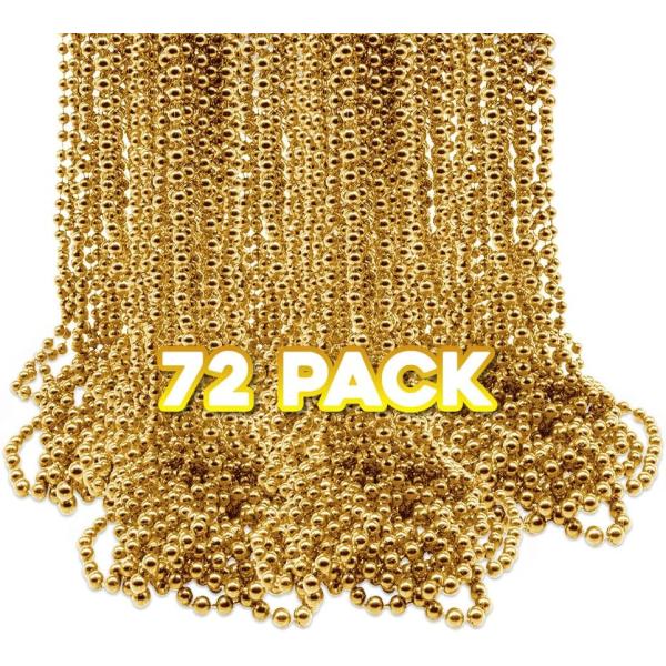 Windy City Novelties - 72-Pack Gold Metallic Bead ...