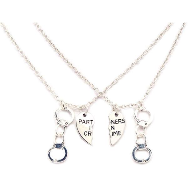 【並行輸入品】Partners in Crimeネックレスfor 2 Best Friendsギフト友情ジュエリーハートチャームカップルのバレンタイン
