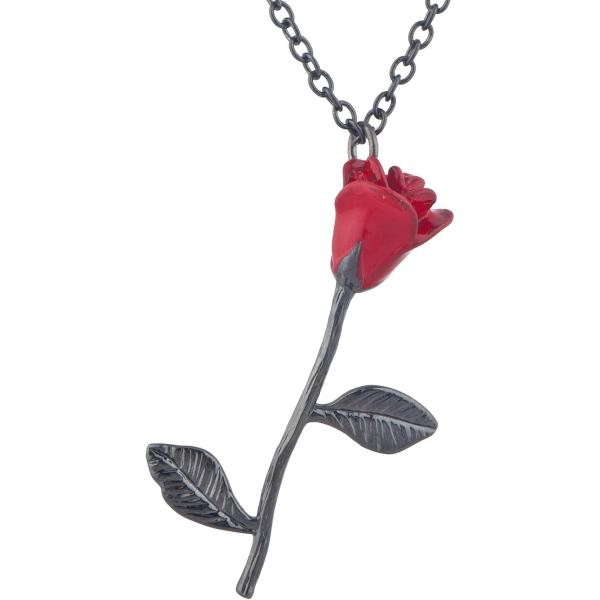 【並行輸入品】LUX ACCESSORIES Beautiful Red Tiny Rose Black Leaves Black Chain Nec