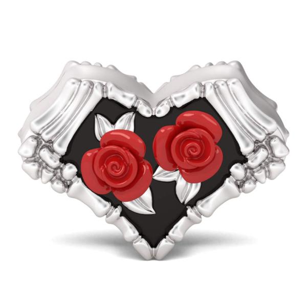 【並行輸入品】GNOCE "Love Will Never Fade Red Roseチャームビーズペンダント 925スターリングシルバー ゴシ