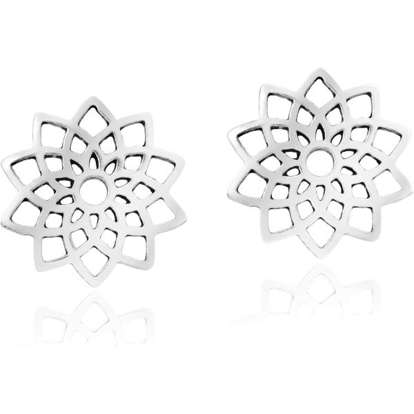 【並行輸入品】AeraVida 繊細な蓮の花 曼荼羅の花 .925スターリングシルバー ポストスタッドピアス | スターリングシルバー 蓮の花イヤリン