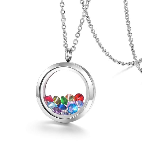 【並行輸入品】EVERLEAD Stainless Steel Living Memory Floating Charms Locket Ne