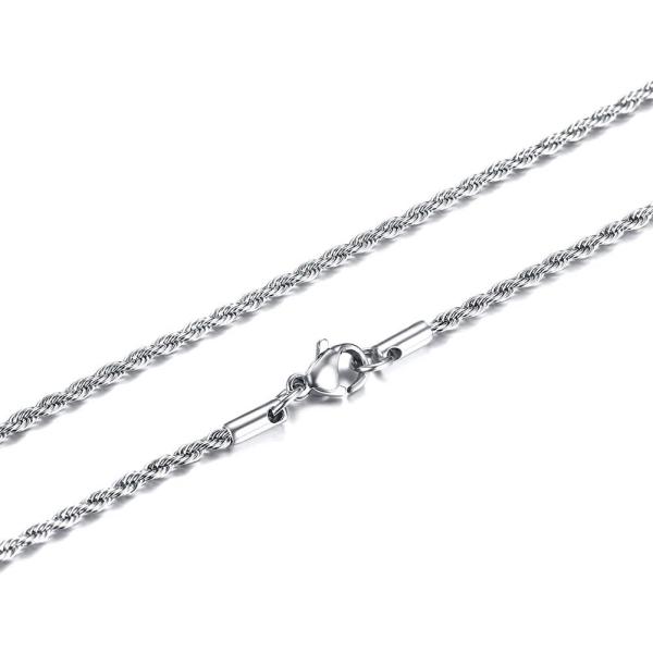 【並行輸入品】VNOX ステンレススチール メンズ レディース ツイストフレンチロープチェーンネックレス 16/18/20/22/24/28/26/2