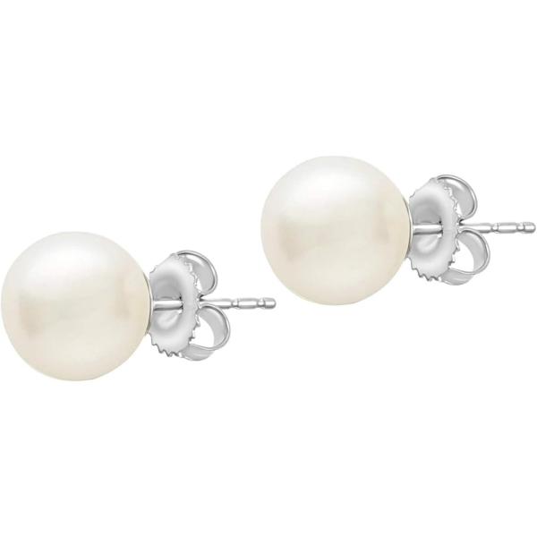 【並行輸入品】14K ゴールド AAAA ラウンド ホワイト 淡水養殖パール クラシック ブライダル スタッドピアス - サイズとゴールドカラー パ