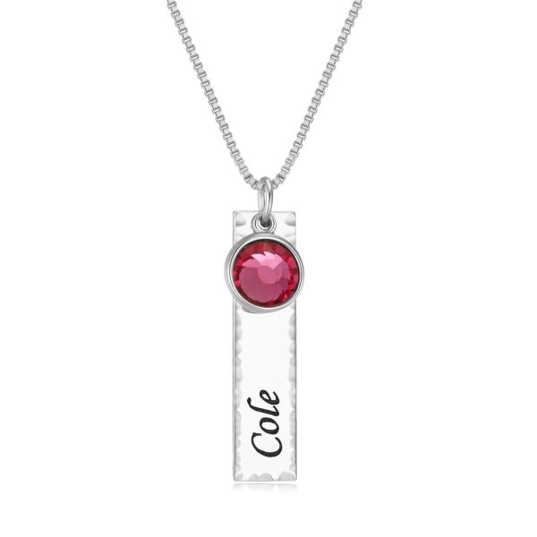 【並行輸入品】RESVIVI Hammered Personalized Bar Charm Name Necklace Custom Mad