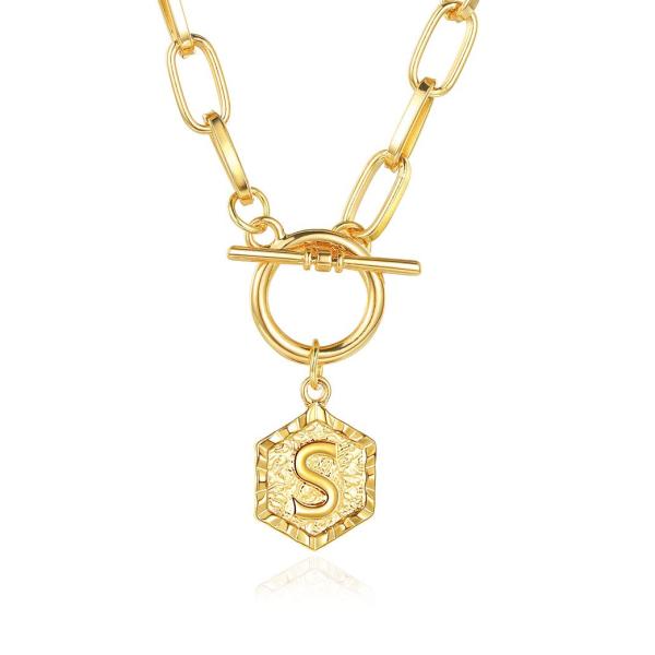 【並行輸入品】JA.S.JR 18Kゴールドメッキ イニシャルネックレス ゴールドネックレス 女性用 レターネックレス JA.S.JR 18K