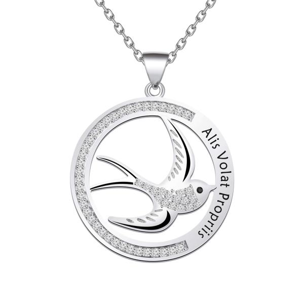 【並行輸入品】FEELMEM ラテン語引用句 高騰する鳥ネックレス Alis Volat Propriis She Flies with Her