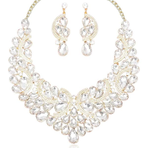 値下げ❣️クリスタル装飾のブライダルアクセサリーセット Amazon.co.jp: CSY エレガントなクリスタルコスチューム