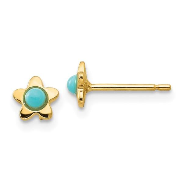 【並行輸入品】14k Yellow Gold Turquoise Star Post Earrings