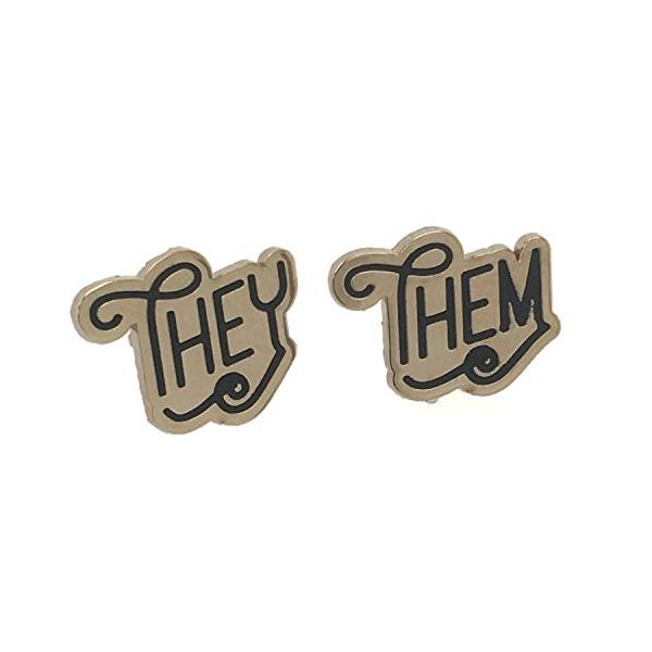 【並行輸入品】Dissent Pin Pronoun ポストピアス 24k 金メッキ スタッド ピアス They/Them Stud Earri