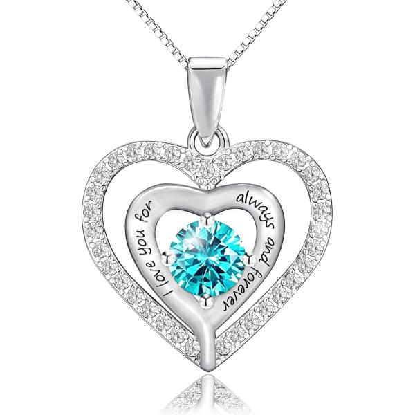 【並行輸入品】JSJOY 誕生石ネックレス レディース ハートネックレス I Love You for Always and Forever ギフト