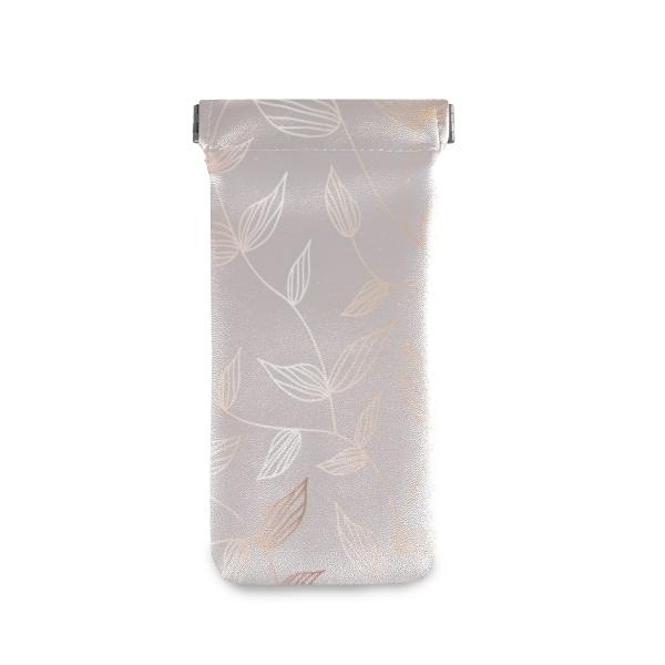 【並行輸入品】OTVEE Rose Gold Leaves Eyeglass Pouch Microfiber Leather Squeeze