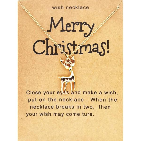 【並行輸入品】COLORFUL BLING クリスマスネックレス ウィッシュカード付き レディース ツリートナカイ スノーフレークペンダントネックレス